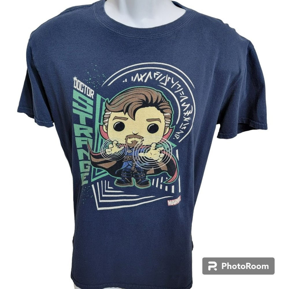 Pop! Tees, Unisex Medium, Blue Marvel Doctor Strange Graphic, Short Sleeve, EUC